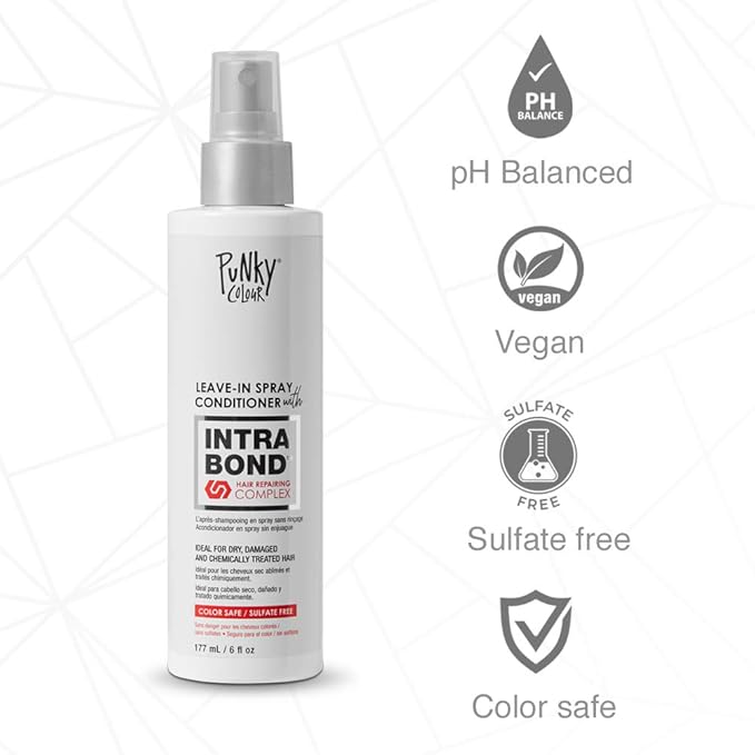 Punky Leave in Conditioner Spray with Intra Bond Hair Repair Complex – Leave in Conditioner for Dry Damaged Hair, Sulfate Free, 6 Fl Oz