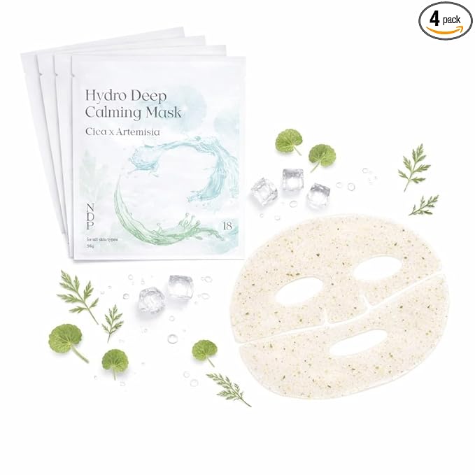 NDP Collagen Cica Cooling Hydrogel Face Mask, Soothing Ice Mask for Depuffing, Puffiness, Sunburn, After Sun & Microneedling, Vegan Collagen & Centella, Korean Skincare (4 Sheets)