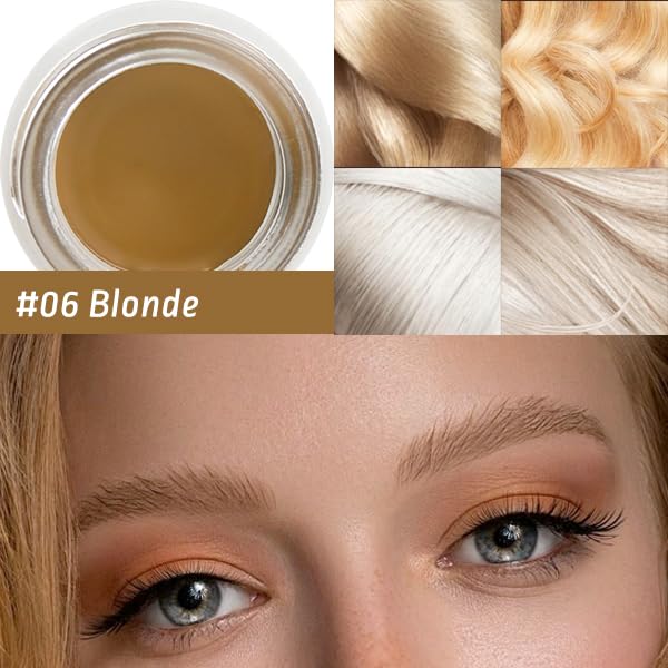 Eyebrow Pomade Stamp, Eye brow Kit with Angled Spoolie Brush,Microblading 2 Tip Liquid Eyebrow Pen and PU Pouch for Travel (Blonde)