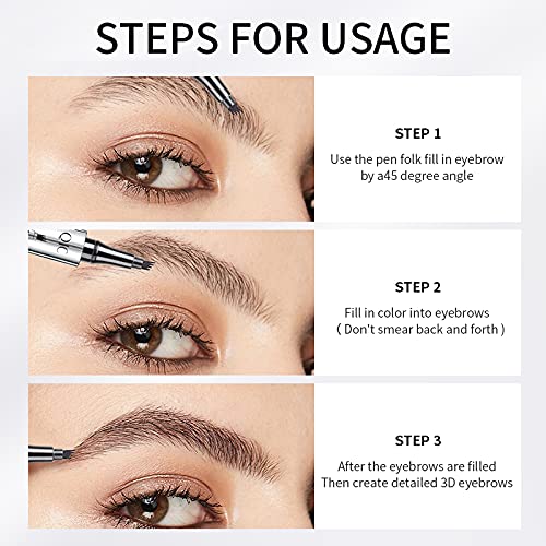 Eyebrow Pencil - Eyebrow Microblading Pen, 4 Point Brow Pen, Long-Lasting Waterproof, Dark Brown