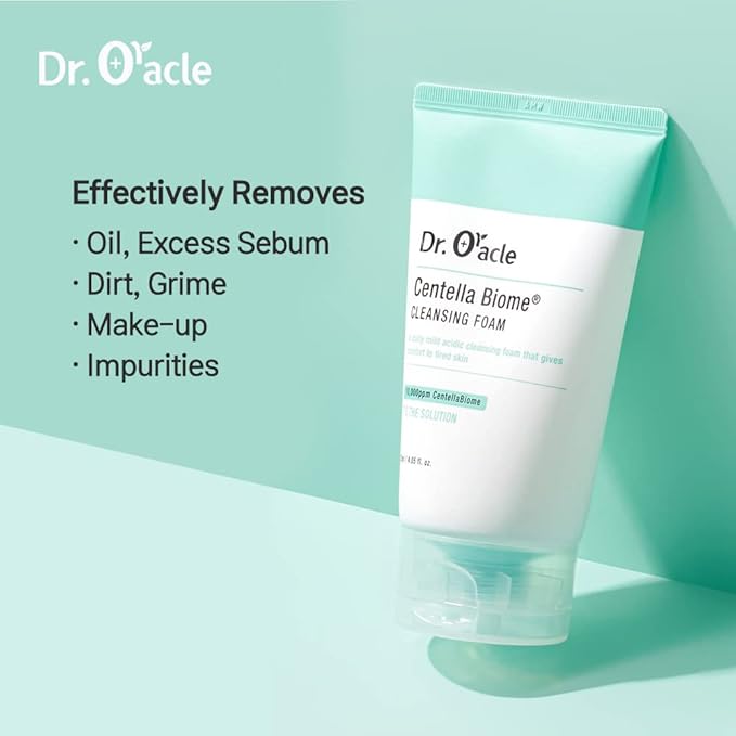 Dr.Oracle Centella Biome Cleansing Foam - Daily Facial Cleanser, Foaming Face wash for Sensitive, Acne-prone, Irritated Skin, 4.06 fl. oz/120ml, Dermatologist Tested, Korean Skincare