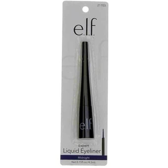 e.l.f. Liquid Eyeliner, High-pigment Liquid Eyeliner With Extra-Fine Brush Tip, Easy Glide Smudge-proof Formula, Midnight