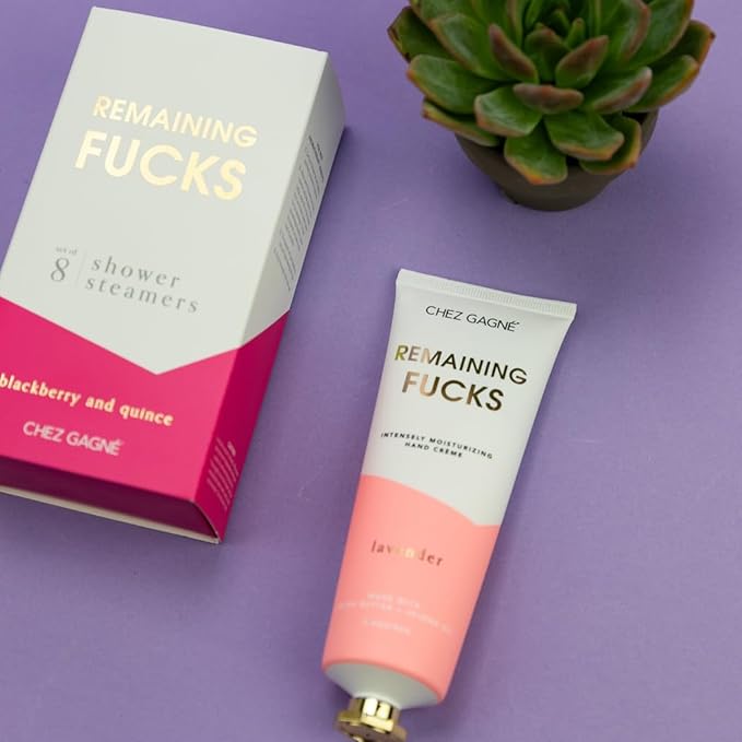 Chez Gagné Vegan Hand Cream for Dry Hands - Remaining Fucks - Lavender 3.4oz Non-Greasy Moisturizing Hand Lotion - Made in California - Paraben, Sulfate & Phthalate Free - Funny Gift