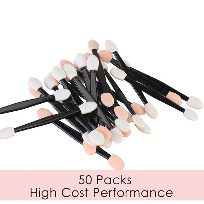 50pcs Eyeshadow Applicators, Disposable Eyeshadow Sponge Brush Double-Sided Eye Makeup Sponge Applicators
