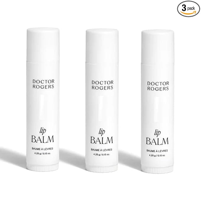 Doctor Rogers Lip Balm, Ultra Hydrating Lip Treatment, Clean Fragrance-free Lip Moisturizer for Soft Lips, Hypoallergenic, 0.15oz (4.25g), Pack of 3 Tubes