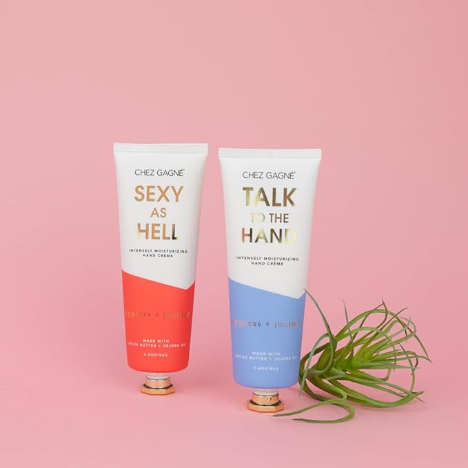 Chez Gagné Vegan Hand Cream for Dry Hands - Sexy As Hell - Cypress and Juniper 3.4oz Non-Greasy Moisturizing Hand Lotion - Made in California - Paraben, Sulfate & Phthalate Free - Funny Unisex Gift