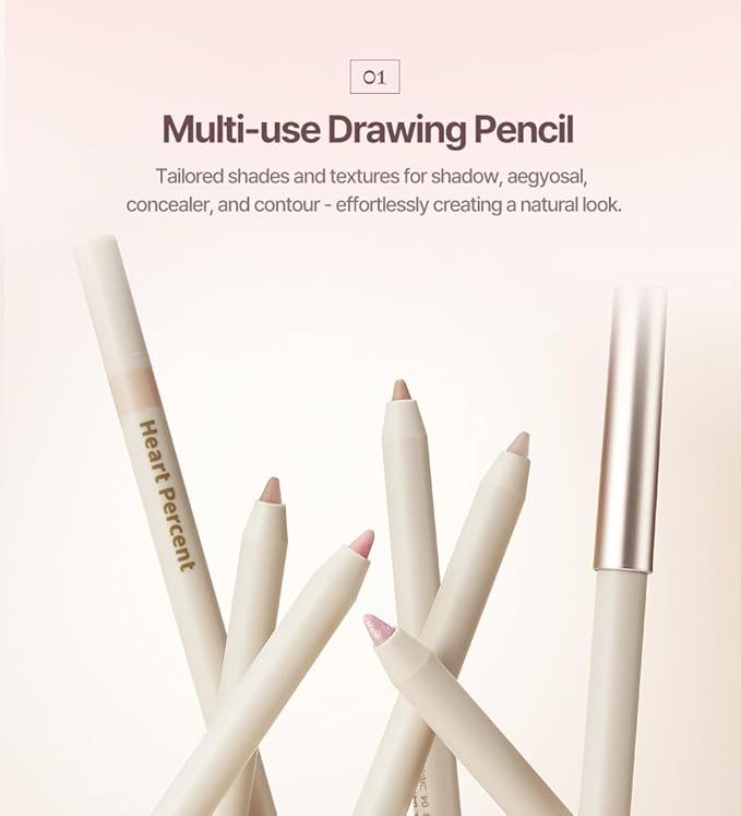 Heart Percent Dote On Mood Gel Eyeliner Pencil – Long-Lasting Waterproof Smudge Proof Smooth Retractable, Aegyo Sal Makeup, Under Eye Highlighter with Built-In Sharpener, #07. Skin Gray