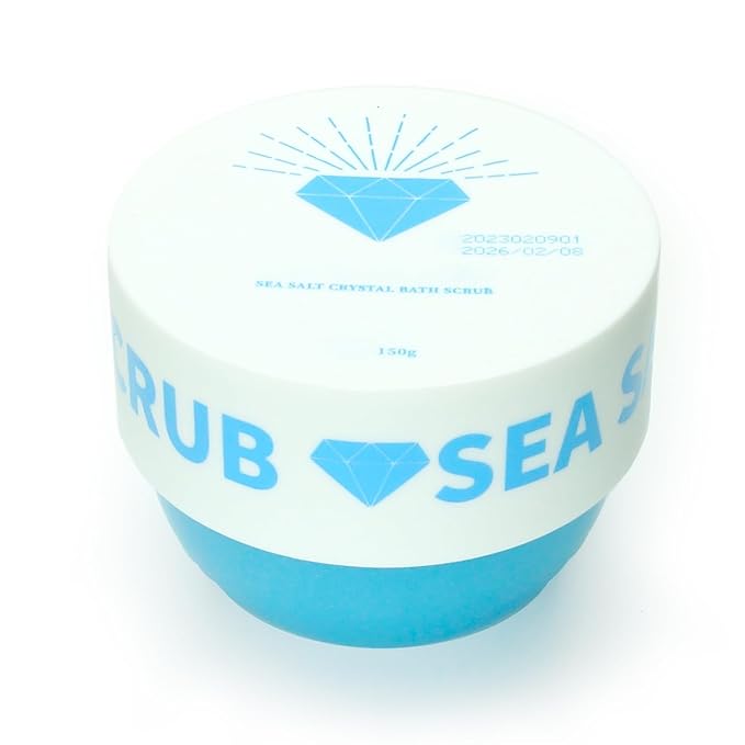 sea salt crystal bath scrub Body Scrub for Dull Skin Illuminating and Skin Care Sea Salt Deep Cleansing Natural Exfoliating Salt Scrub 6.4 oz blue SU-010