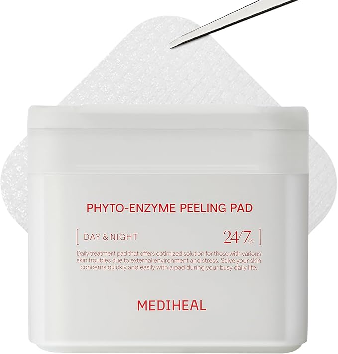 MEDIHEAL Toner Pads - Phyto Enzyme Exfoliating Peeling Pad (90 count) with LHA&Papaya Enzyme - Pore Tightening&Sebum Control - Dual-Textured Facial Pad for Pore Care, Korean Skin Care