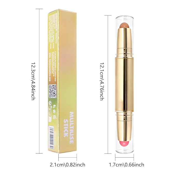 evpct 2In1 Blush Contour Multiuse Makeup Stick, Rose & Warm Nude Brown Creamy Butter Blush Bronzer Contour Contouring Stick for Cheeks Lip Eyes Faces, Mloisturing Radiant Finish, Vegan & Cruelty-Free