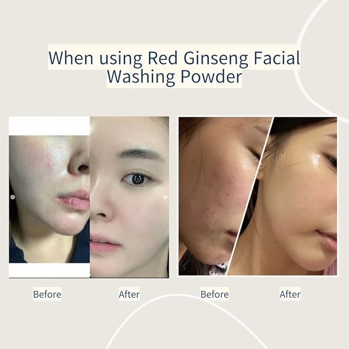 Red Ginseng Facial Washing Powder, Powder face cleanser, Enzyme cleanser, Real red ginseng 10%, Dry & Trouble skin (1.75 Oz)
