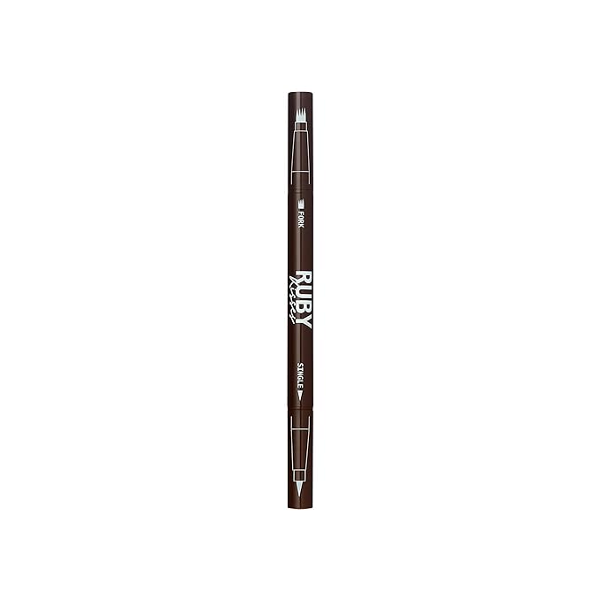 Ruby Kisses Go Brow Microblading Eyebrow Pen, Waterproof Eyebrow Pencil for Women, Dual-Ended Liquid Tattoo Brow Pencil With 4-Fork & Precise Brush Tip for Natural Hair-Like Strokes (Chocolate)