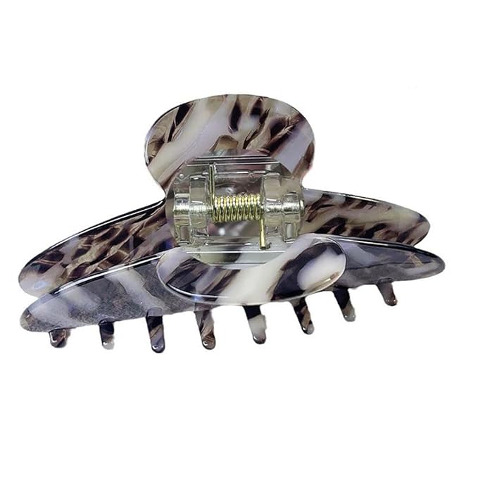 Wenlly large tortoise shell claw clip, marble non-slip strong hair barrettes, 4.1 Inch cellulose acetate hair claw clips, coffee