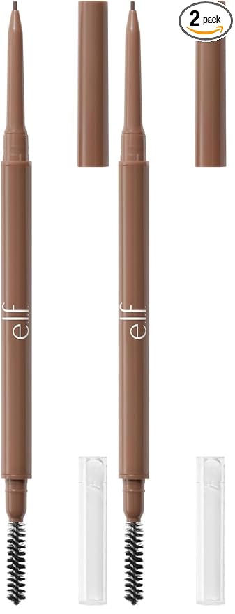 e.l.f. Micro-Fine Brow Pencil, Waterproof Brow Color & Spoolie For Shaping Brows & Creating A Feathered Natural-Looking Finish, Vegan & Cruelty-Free, Espresso (Pack of 2)