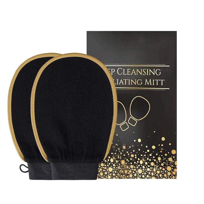 2 pcs Deep Exfoliating gloves Mitt Body Scrub, kessa hammam Glove Body Scrubber & Skin Cleander, Body Scrub Gloves For Men & Women, Skin Exfoliator For Body Tool Remover of Dead, 2 Count (Pack of 1)