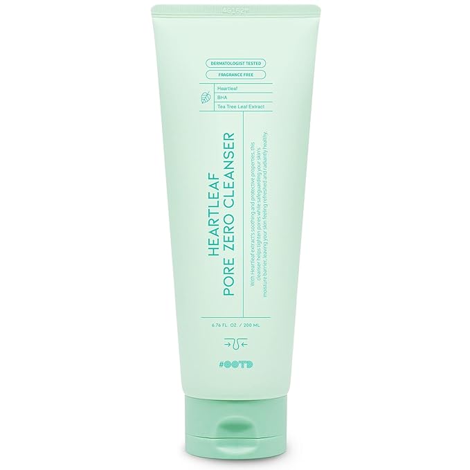 #OOTD Deep Pore Foaming Facial Cleanser For Oily Acne Prone Skin Korean, Heartleaf BHA Tea Tree Blackhead Soothing Mild Cleasning Foam. HeartLeaf Pore Zero Cleanser 200ml 6.76 Fl. Oz.