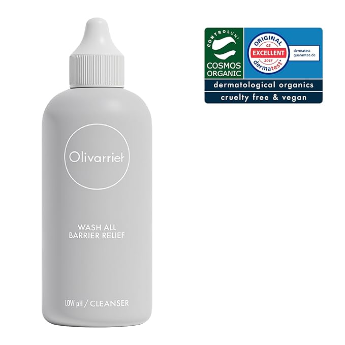 Wash All Barrier Relief 6.76 fl oz (200ml) – Hydrating & Moisturizing Low pH Organic Oil-to-Foam Cleanser for Sensitive & Dry Skin, Vegan, Fragrance-Free, Deep Clean & Barrier Support Care.