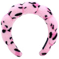 AOENJIE Spa Headbands for Washing Face or Makeup, Sponge Bubble Skincare Headbands, Puffy Terry Cloth Hairband for Women, Skin Care Makeup Headwear Hair Accessories for Girls (Leopard Pink)