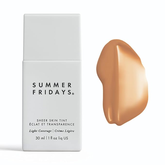 Summer Fridays Sheer Skin Tint with Hyaluronic Acid, Helps Diminish Uneven Complexion, Light Coverage, Shade 6, Medium Tan with Warm Golden Undertones (1 Fl Oz)