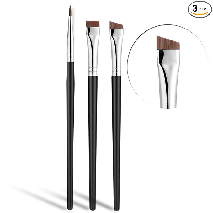 Fine Angled Eyeliner Brush, JASSINS Ultra thin Precision EyeLiner Makeup Brushes Set, Fine Point Eyeliner Brush, Synthetic Bristles Eye Makeup Tool (3 Pcs)