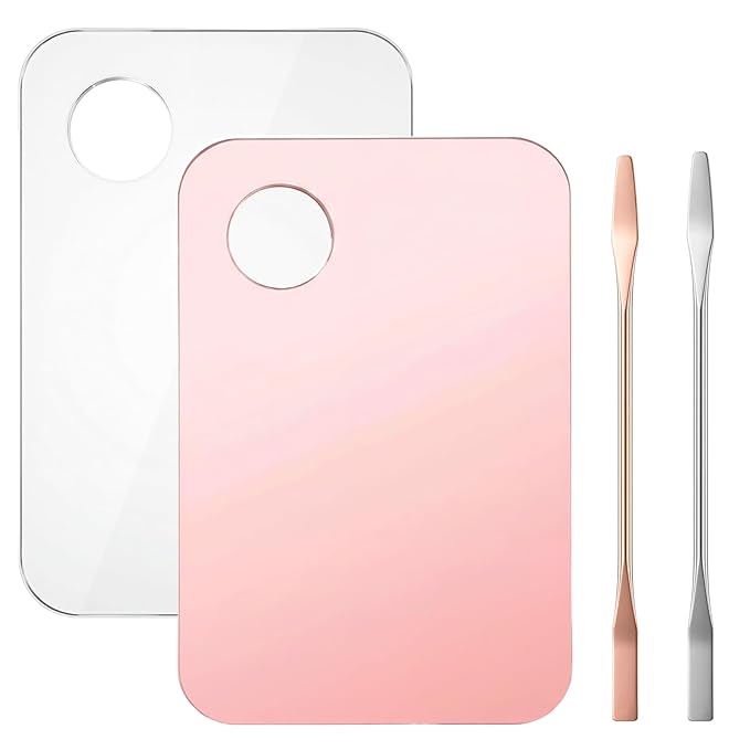 4Pcs Acrylic Makeup Palette, Foundation Mixing Palette with Spatula Tool, Professional Makeup Mixing Tray for Women Girls Blending Eye Shadow Lipsticks Nail Art Beauty Salon