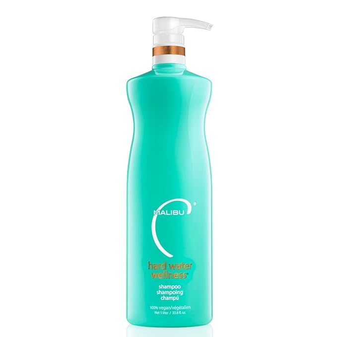 Malibu C Hard Water Wellness Shampoo - Hydrating, Sulfate-Free Hair Care for Hard Water - Removes Minerals and Buildup (33.8 oz)