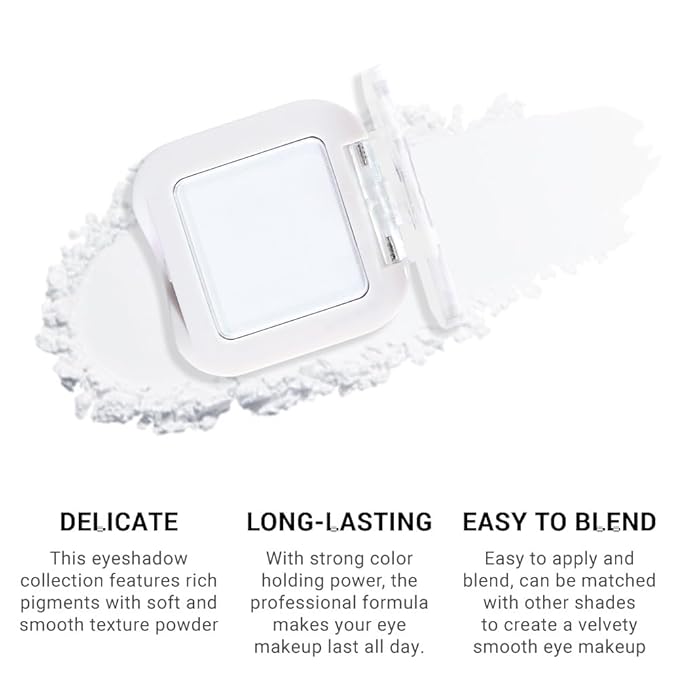 White Matte Single Eye Shadow Palette Makeup for Older Women, White Cream Eye shadow Palette Single for Older Women Matte, High Pigment Waterproof Monochrome Mini Eyeshadow, sombra de ojos