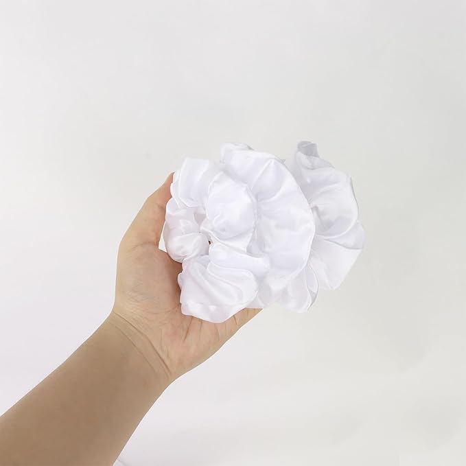 Silk Satin Scrunchies for Women Girls 12 PCS White Hair Scrunchies Silk Satin Hair Ties for Thick Hair Bulk Hair Ties Hair Accessories