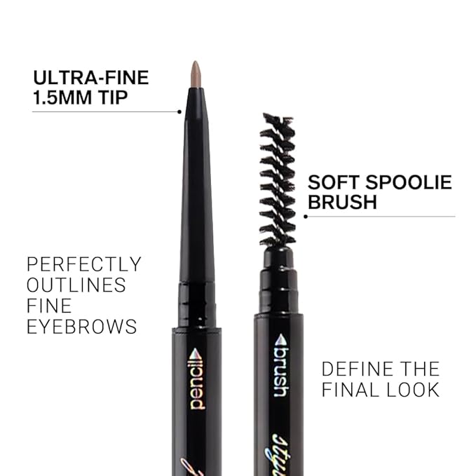 WanTuoluo Thin Eyebrow Pencils for Women - 5 Pack Waterproof Micro Dual-Ended Ultra-Fine Tip Brow Pen & Spoolie Brush, Formula for Natural Hair Strokes, Filling, Shaping - Dark Brown