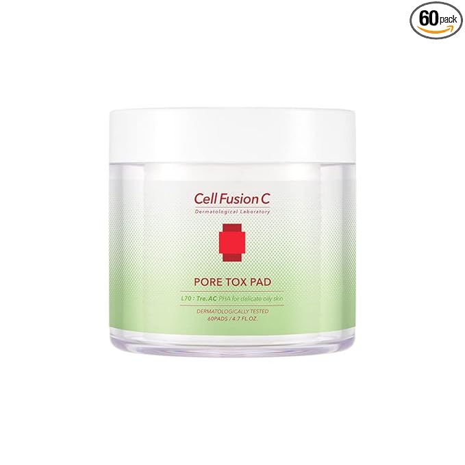 Cell Fusion C TRE.AC Pore Tox Pad, Pore Tightening Toner Pads to Refine Pores and Exfoliate for Smoother Skin Texture with PHA, 60 Pads