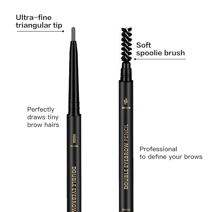 O'CHEAL Grey Eyebrow Pencil for Women, Premium Eye Brow Pencil with Spoolie Brush, Longwearing for Perfect Brows, Professional, Precision, Defines, Universal Waterproof Double-ended Eyebrow Pen