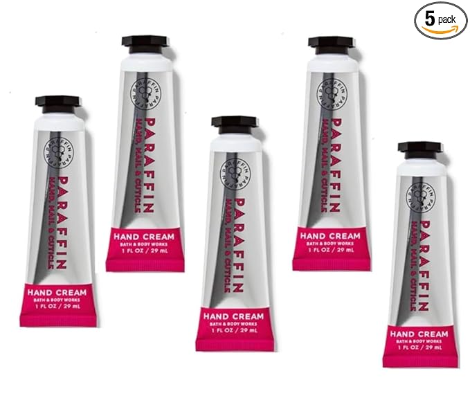 Bath & Body Works Paraffin Hand, Nail & Cuticle Hand Cream – 1 fl oz (29 mL) Tube – Pack of 5 – Paraffin · Avocado Oil · Shea Butter · Vitamin E