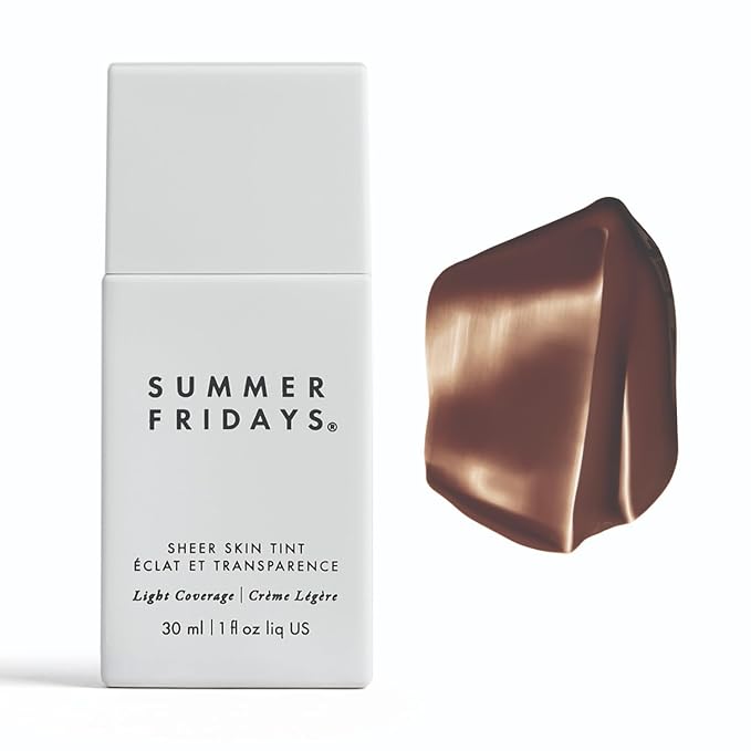 Summer Fridays Sheer Skin Tint with Hyaluronic Acid, Diminishes Uneven Tone, Sheer to Light Coverage, Shade 9, Rich Deep with Neutral Cool Undertones (1 Fl Oz)