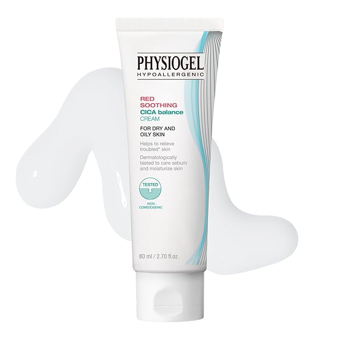 Physiogel Red Soothing Cica Balance Cream, Calming Face Moisturizer with Centella Asiatica, Reduces Visible Redness, For Dry, Oily & Sensitive Skin, 2.7 fl. oz.