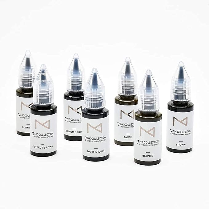 M - 7Ink Seven Colors Liquid Pigment Ink for Eyebrow Tattoo - Permanent Makeup Microblading Supplies Kit - Machine Use - Microshading - No Mixing Professionals Only -10ml (Single, Perfect Brown)