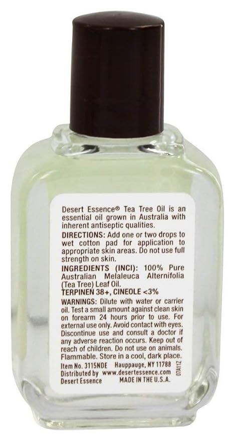 Desert Essence 100% Australian Tea Tree Oil Therapeutic Grade Essential Oil - Skin Cleansing, Clarifying, Soothing - Refreshing Air - Skin Care, Hair Care, Powerful Green Clean - Vegan, Non-GMO - 2oz