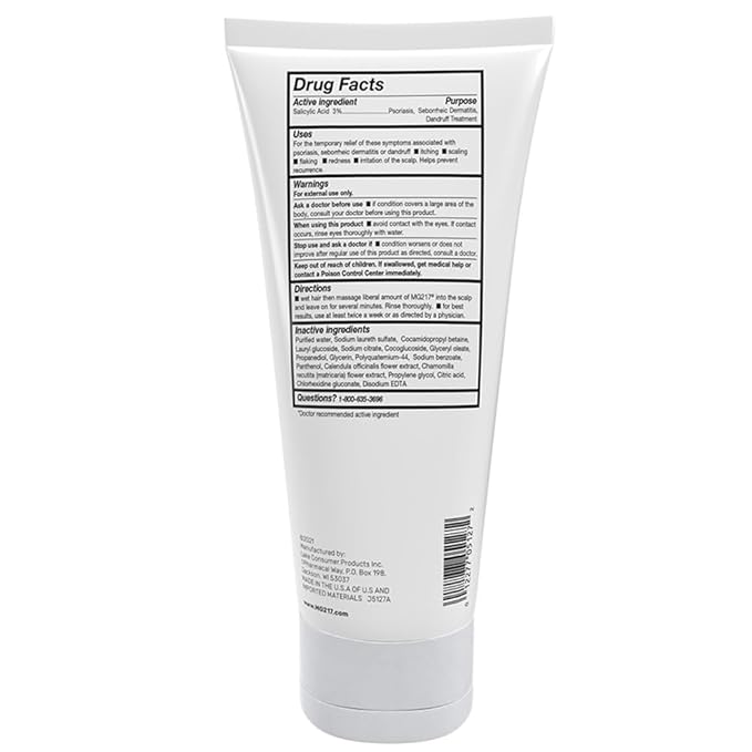 MG217 Psoriasis Shampoo and Conditioner with Salicylic Acid, Therapeutic Scalp Treatment, Softens, Lifts, Removes Scaling, Psoriasis Scalp Treatment, Salicylic Acid Shampoo and Conditioner, 8floz Tube