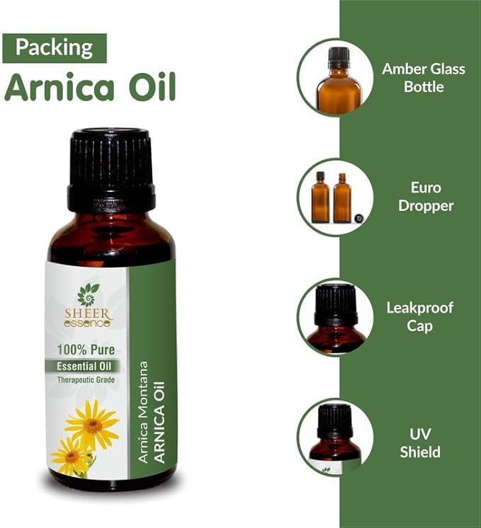Arnica Flower Essential (Arnica Montana) Obtained from Distillation|Flower Extract of Arnica 100% Pure & Natural Therapeutic Grade for Aromatherapy Use 1.69 Fl. Oz