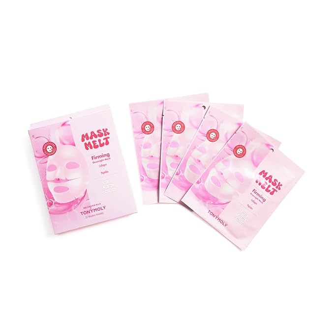 TONYMOLY Mask Melt Firming Hydrogel Overnight Face Mask 4-Pack, Melt-On Collagen & Peptide Sleeping Masks for Firmness, Elasticity & Smoother Skin, Leave-On Treatment