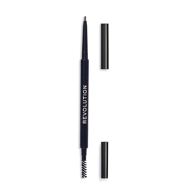 Revolution, Precise Brow Pencil, Dual-Sided, Ultra-Fine Pencil Tool, Includes Spoolie Brush, Vegan & Cruelty-Free, Medium Warm Brown