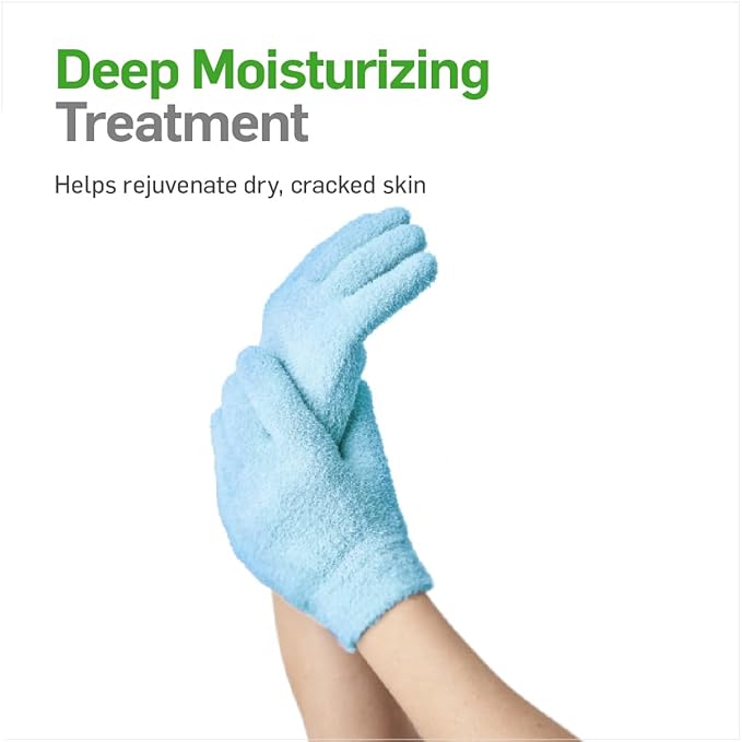 NatraCure Moisturizing Gel Gloves - (for Dry, Cracked Skin, Aging Hands, Cuticles, Eczema, After Hand Washing, Instead of Overnight Sleeping Gloves, Lotion, Cream) - Color: Aqua