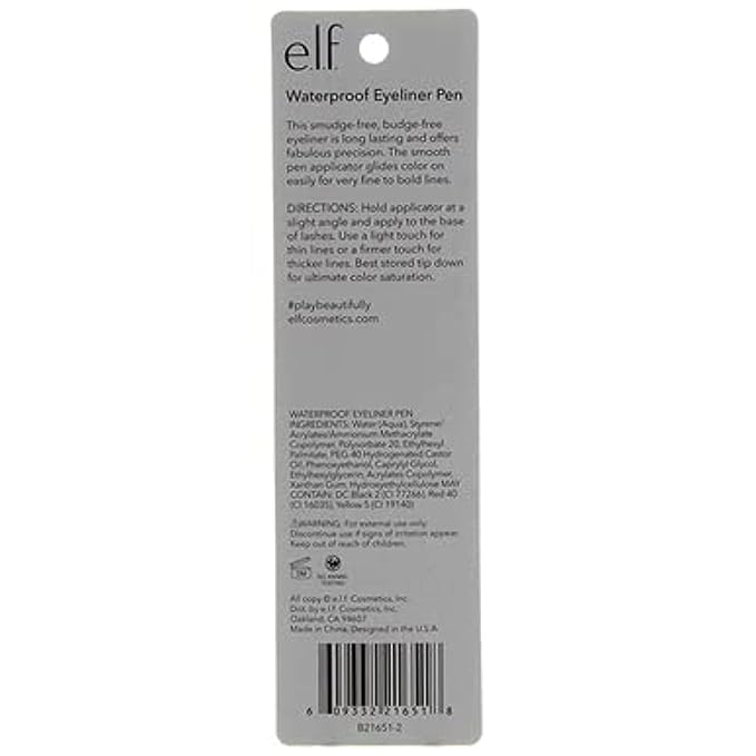 e.l.f. Eyeliner Pen with FeltTip Applicator, Black, 0.05 Fl Oz (Pack of 2)