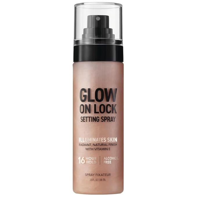 Hard~Candy Glow On Lock Setting Spray, Alcohol-Free, 16 Hour Hold, Luminous Finish ~ 3.4oz/fl ~ Pack of 1