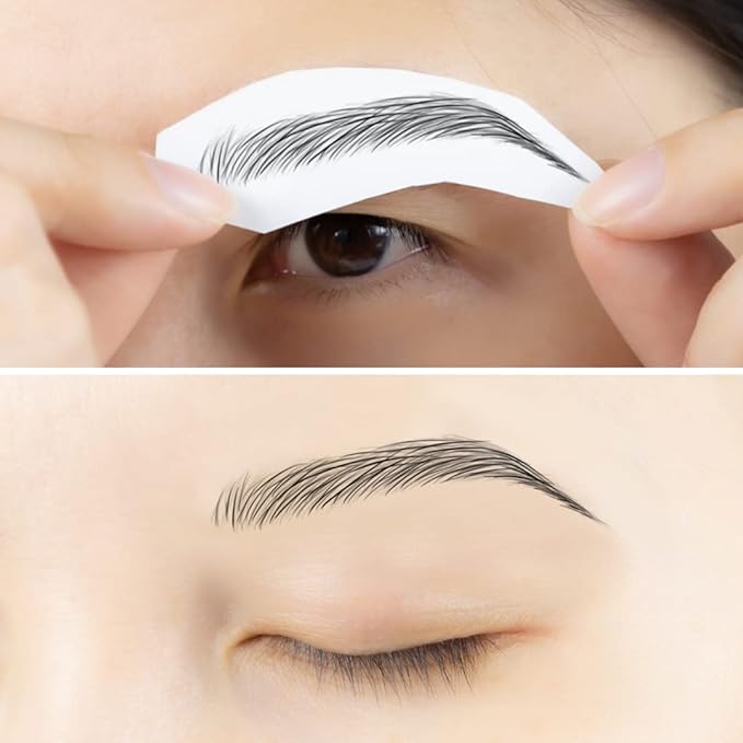 Bliss and Beyond USA | Waterproof Eyebrow Tattoo Stickers. A real hair stroke look. Hair replacement without surgery. Solution for hair loss. Bushy Tinted eyebrow tattoos. Natural Las Vegas in Black