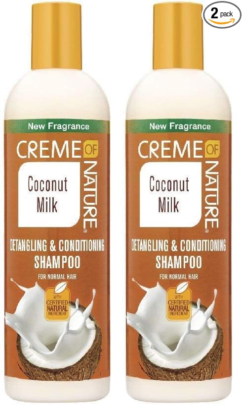 Creme of Nature Shampoo with Coconut Milk, Detangling and Conditioning Formula for Normal Hair, 12 Fl Oz (Pack of 2)