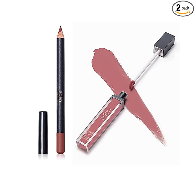 ADEN - 2 in 1 - Matte Liquid Lipstick & Lip Liner Set - 7ML - Non-Smudge & Quick Drying - Highly Pigmented - Long Duration with Hydration - Made in Italy (06 Force)