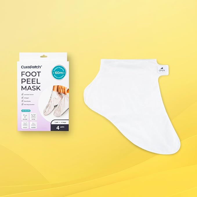 Lavender Foot Peel Mask, 4 Pairs, 60 Minute Treatment, Exfoliating and Hydrating
