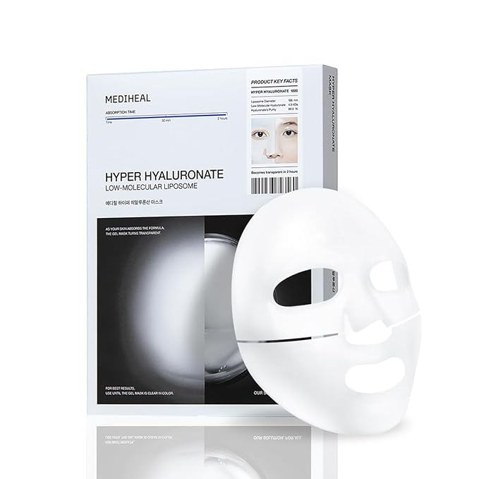 Mediheal Hyper Hyaluronate - Hydrogel Moisture Deep Mask, Overnight Hydrating & Plumping Gel Mask, Long-Lasting Moisture Lock, Smooth & Supple Skin Care, Korean Skincare (10ea)