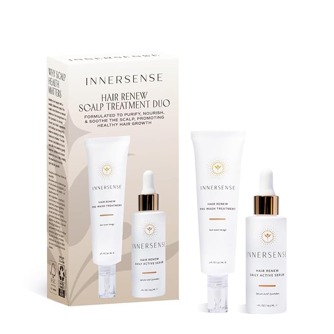 INNERSENSE - Renew Scalp Treatment Duo | Pre-Wash Treatment (2 oz) + Daily Active Serum (1 oz) | Purify, Nourish, Soothe | For Women & Men, Non-Toxic, Cruelty-Free, Clean Haircare