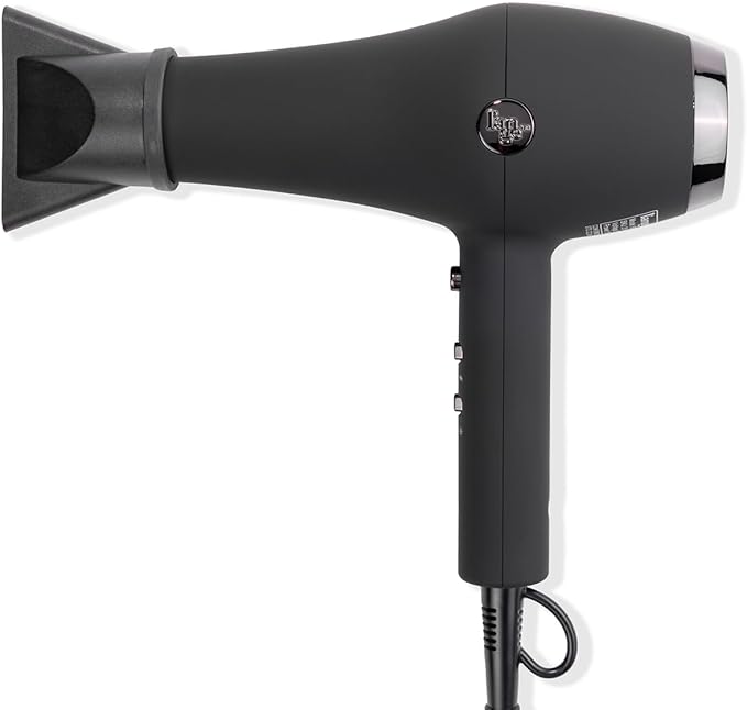 L’Ange Hair Soleil Professional Hair Dryer | Fast Drying Ionic Blow Dryer for Frizz-Free Results | 3 Heat Settings with Cool Shot Feature | Lightweight Hairdryer with Concentrator 1875W | Black